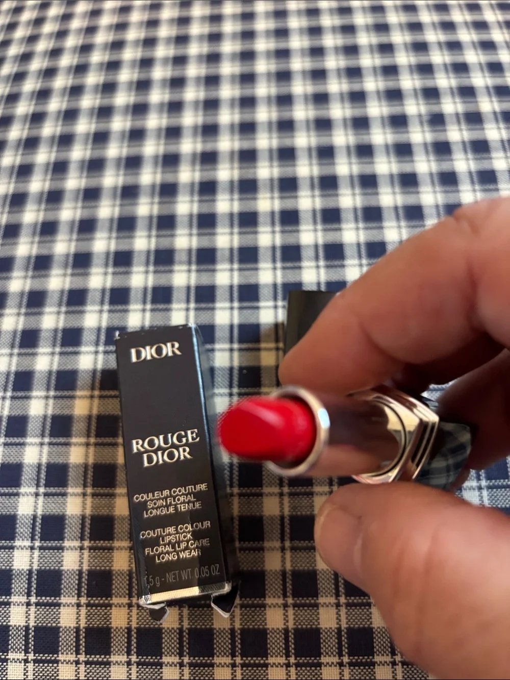 DIOR Red Velvet Cosmetic Pouch and Rouge Dior satin lipstick